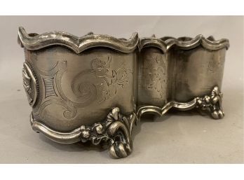 Antique Silver Plate Footed Double Wine Coaster