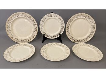 6 Vintage Creamware Plates Leedsware