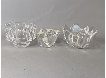 3 Pcs Orrefors Glass Bowls Candle Holder