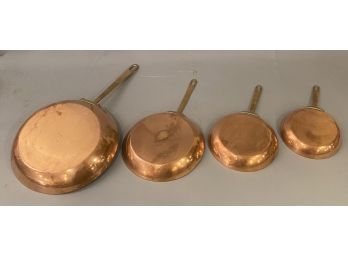 Set Of 4 Copper Frying Pans Sweden