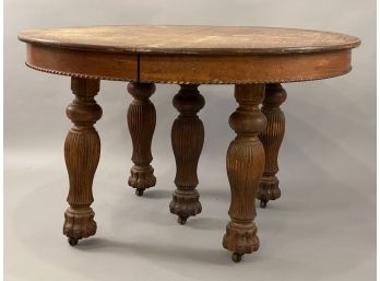 Round Oak Extension Table W Claw Feet