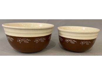 Two Vintage Brown And  White Bowls