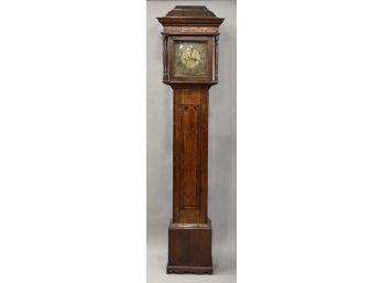 18 Century Inlaid Grandfather Clock With Brass Dial Stephenson Congleton