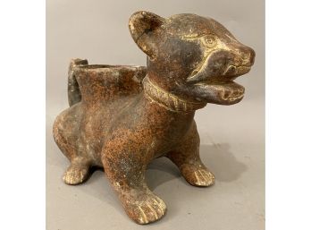 Pre-Columbian Style Cat Vessel Or Vase