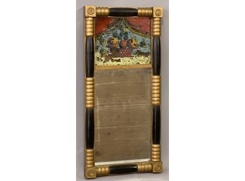 19 Century Cottage Mirror With Reversed Painted Glass