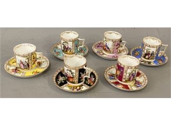 Demitasse Cup And Saucer Cell Dresden Set Of Six