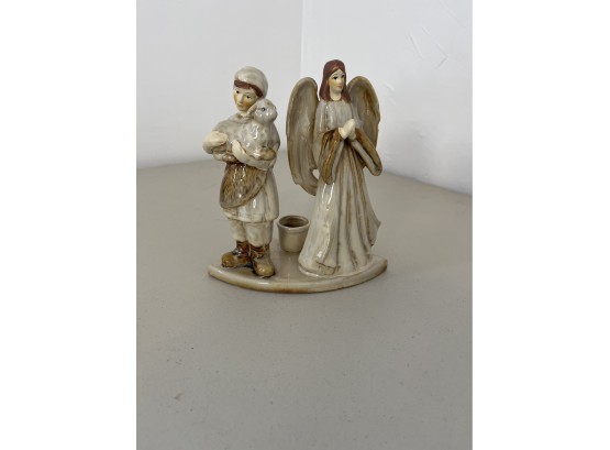 Vintage BoyVintage Boy With Lamb And Angel Candle Holder