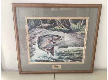 24 By 22 1/2 Inside Matte 16 1/2 Fly Fishing Print, Fly  Displayed Separately Below Print