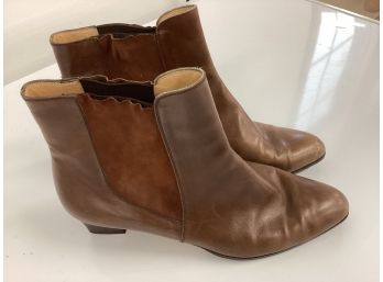Salvatore Ferragamo Brown Leather Ankle Boots Size 11. SG