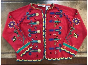 Colorful Embroidered Cardigan. SG
