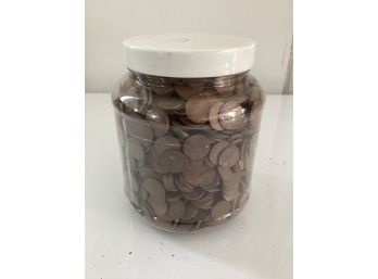Large Jar Of Wheat Pennies. SG