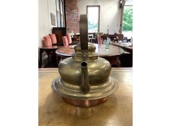 Antique Brass And Copper Tea Kettle. SG