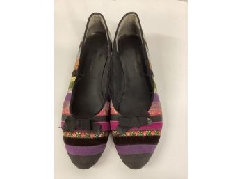 Vintage Beverly Feldman Size 11 Velvet And Embroidered Ribbon Shoes SG