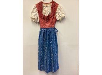 Amazing Vintage Austrian Dirndl Dress With Blouse And Apron. SG