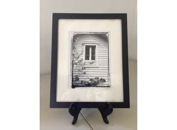 B&W Photograph, Dying Leaves Against Old House
