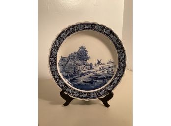 Vintage MidVintage Mid Century Modern Delft Charger Featuring Pharmacal Was River And Windmills