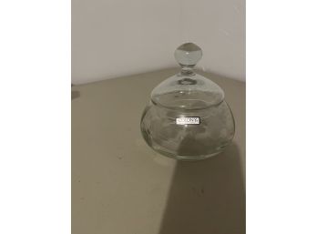 Lidded Etched Glass Bowl