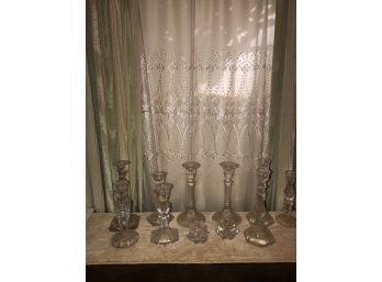 Lot Of 11 Crystal Candlesticks