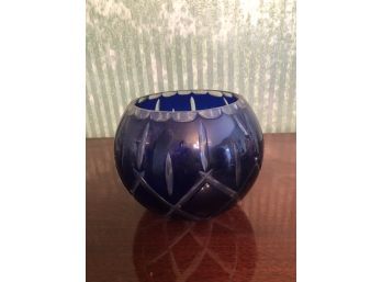 Cobalt Cut Glass Bowl