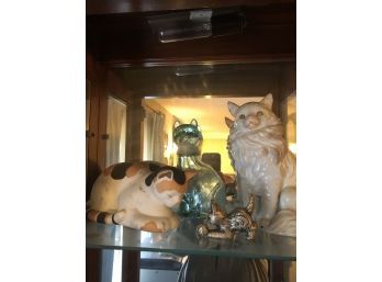 Shelf #1 5 Cats (pewter, Ceramic, Glass)