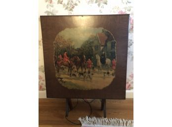 Wood Hunting Scene On Top Of Card Table 30' Square