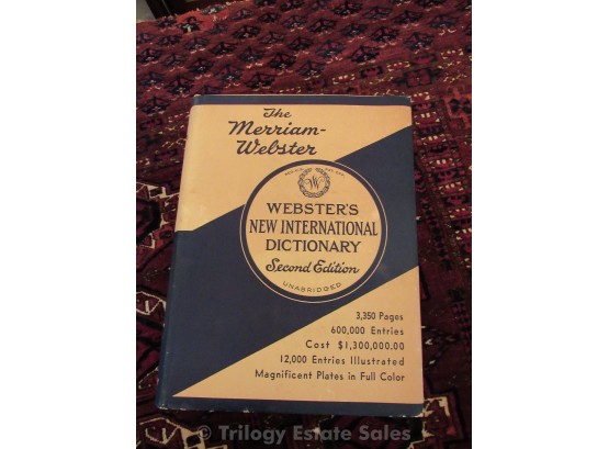 Websters New International Dictionary Second Edition Unabridged 1959