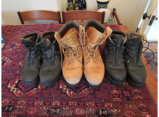 2 Pair Limmer Mens Standard Hiking & Timberland Work Boots.