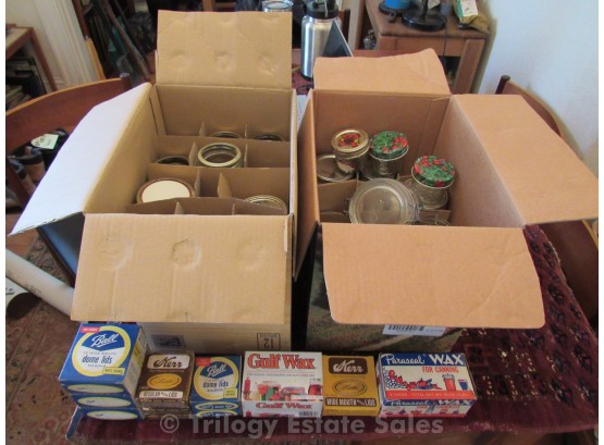 Assorted Canning Supplies And Jars