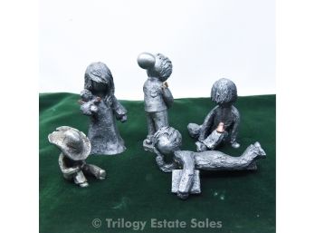 Five Walli Hudson Pewter Figurines