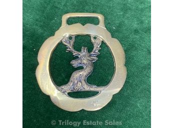 Stag Deer Head Brass Harness Medallion