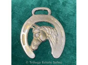 Horse Head Brass Harness Medallion