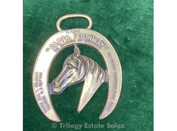 Pappa Fourway Horseshoe Brass Harness Medallion