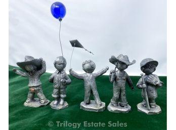 Five Walli Hudson Pewter Figurines