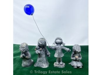 Four Walli Hudson Pewter Girl Figurines