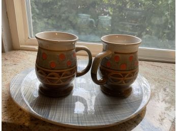 2 Large Mugs From Japan And Platter B13