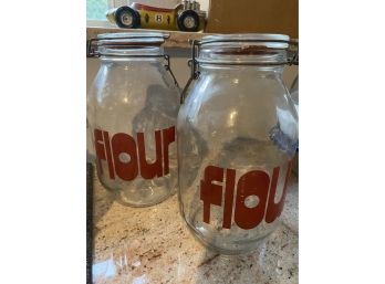 2 Vintage 3 Liter Flour Storage Jars B8