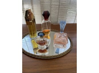 Vintage Gold Rope Vanity Mirror With Perfume Bottles Bdb119