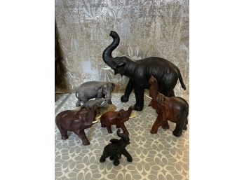 Six Elephants: Lenox, Wooden, Porcelain, Leather, Etc. Lr43