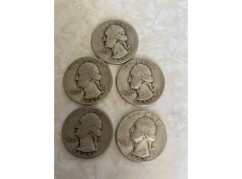 5 Silver Quarters: 1942, 1945, 1947, 1952, 1955 J41