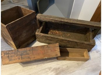Antique Wooden Tool Box And Other Wooden Boxes B17