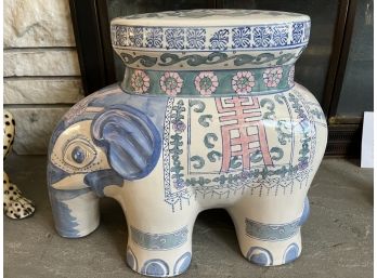 Large Glazed Ceramic Elephant Garden Stool Lr45