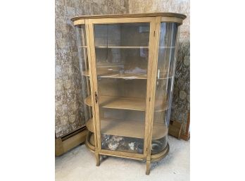 Vintage Curved Glass Curio Cabinet With 4 Shelves LV 3