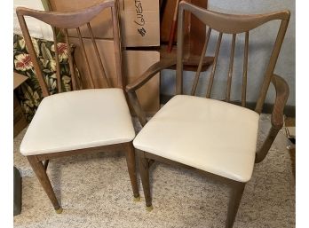 Pair Of Mid Century Chairs With Vinyl Seats B37