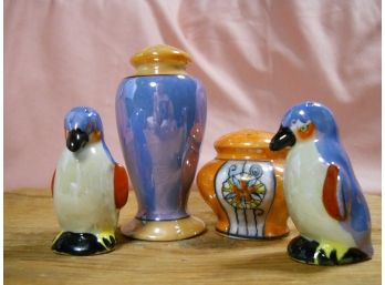 4 Opalescent Shakers. A Pair Of Penguins...