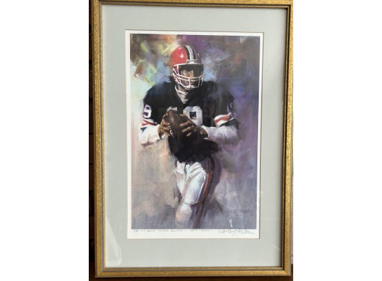 Harley Brown Signed To Laura Elkins Stover Football Player Print Gold Frame Artist Info Included.15' X 21'