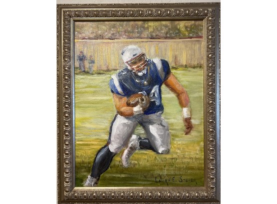 Oil On Canvas Laura Elkins Stover Football Player 15' X 19' Signed Original
