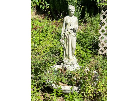 Tall Grecian Maiden Standing On Sea Shell Large Garden Statue Approximately 4 ' Tall As Shown