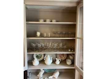 All Cabinet Contents - Glassware - Stemware -Tea Set - S&P Shakers - Ducks - All Shown - 5 Shelves 70 Pieces
