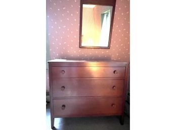 3 Drawer Maple Dresser - Top Needs Some TLC With Mirror 40' Wide X 19'Deep  X 35' Tall