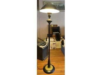 Unmarked Hitchcock Black Metal Stenciled Floor Lamp 53' Tall